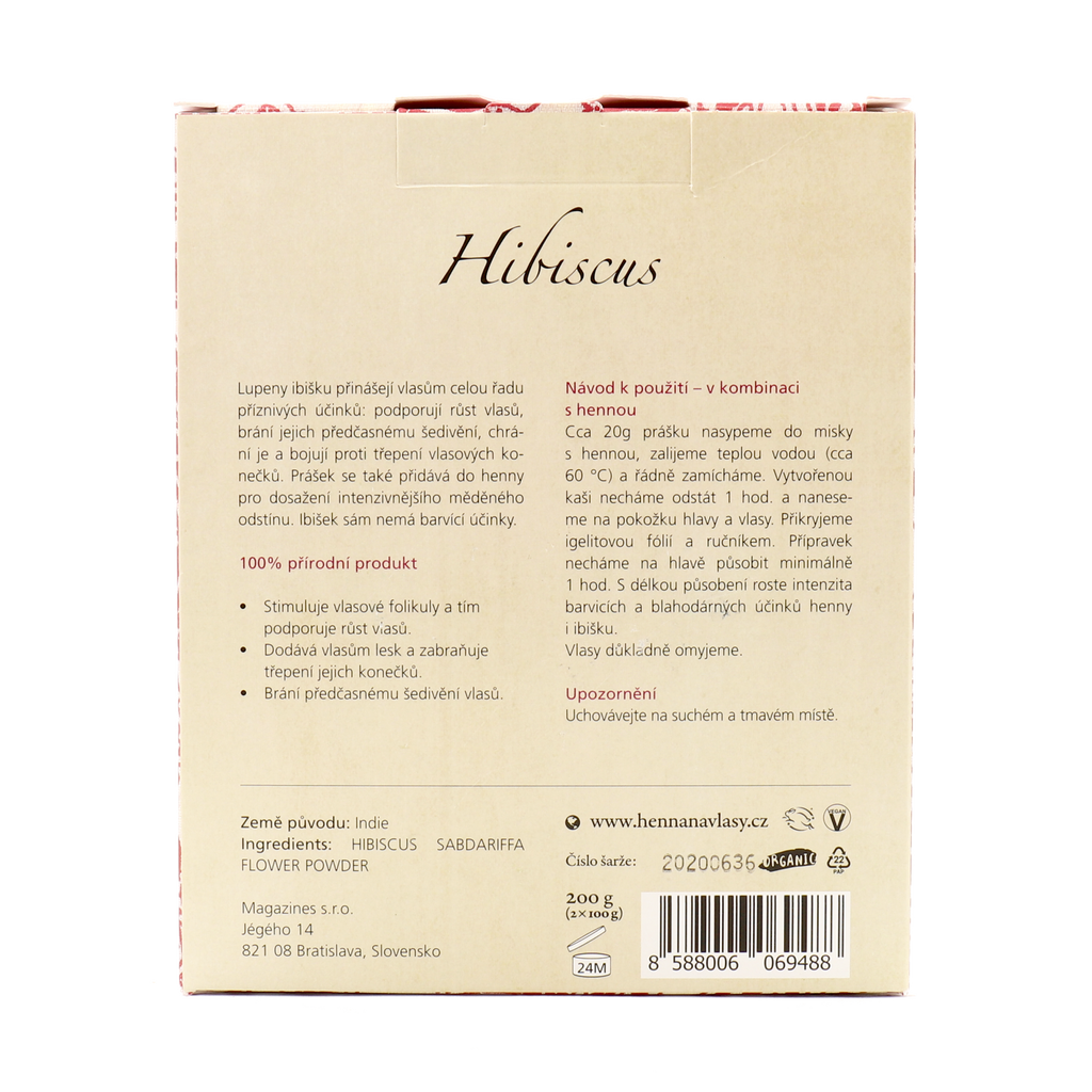 Hibiscus (Ibišek) vlasový zábal — Jednodruhové prášky na vlasy od značky Indian Natural Hair Care — Non Toxic Life