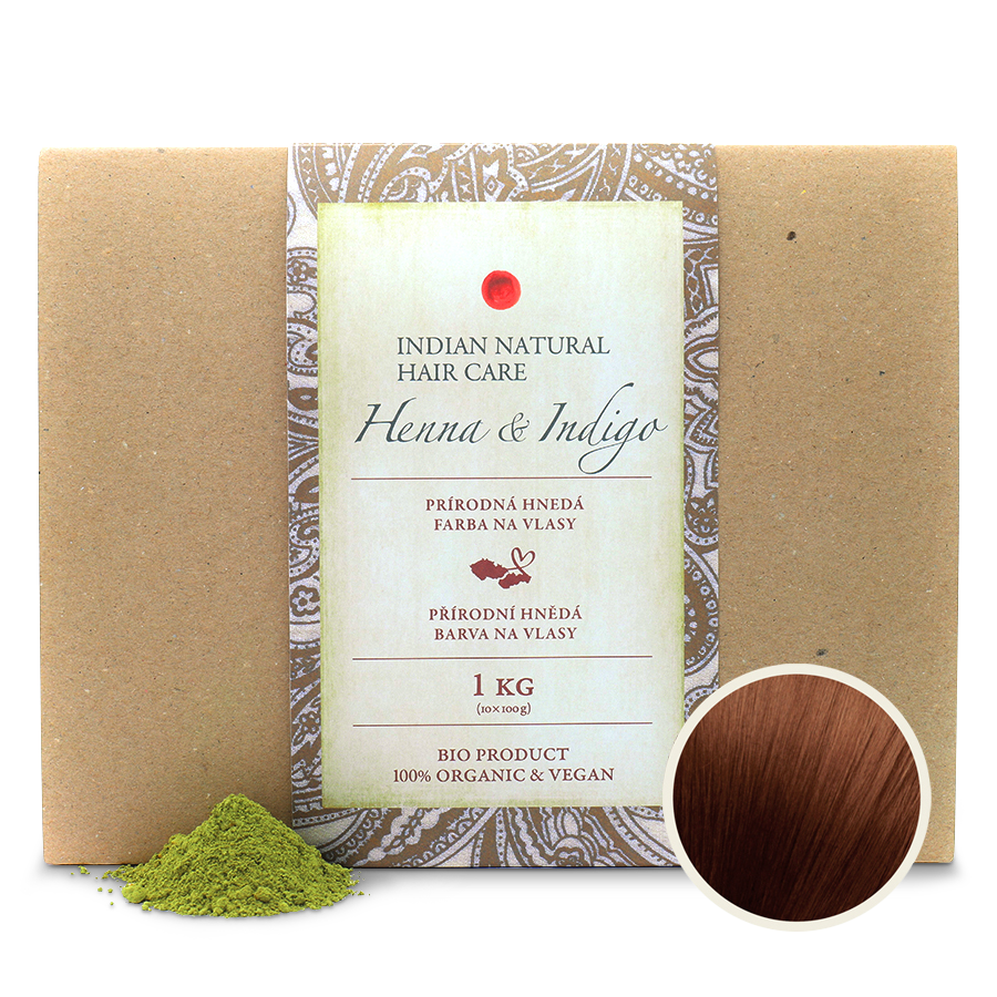 Barva na vlasy Henna &amp; Indigo hnědá přírodní barva na vlasy 1 kg Indian Natural Hair Care fotografie č. 1