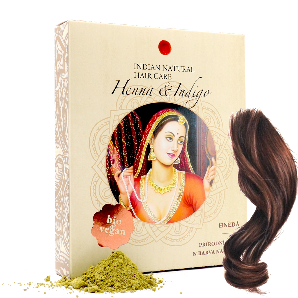Barva na vlasy Henna &amp; Indigo hnědá přírodní barva na vlasy 200 g Indian Natural Hair Care fotografie č. 1
