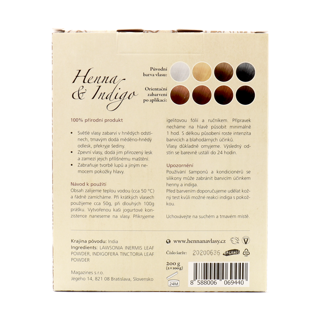 Barva na vlasy Henna &amp; Indigo hnědá přírodní barva na vlasy 200 g Indian Natural Hair Care fotografie č. 2