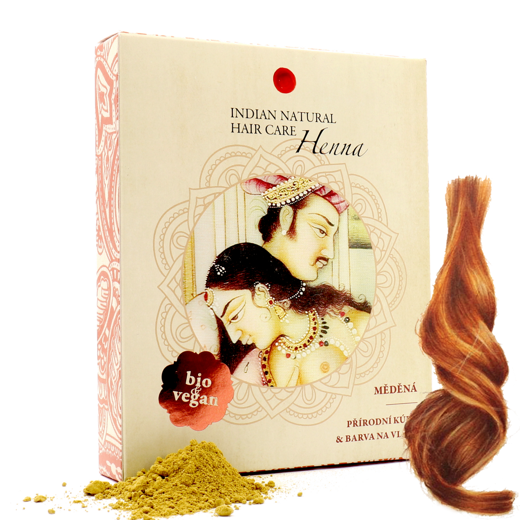 Barva na vlasy Henna měděná přírodní barva na vlasy 200 g Indian Natural Hair Care fotografie č. 1