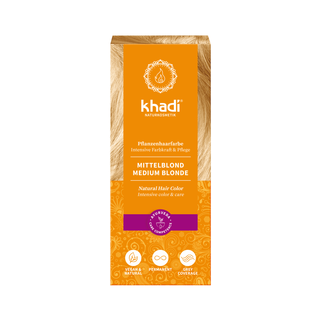 Barva na vlasy Rostlinná barva na vlasy STŘEDNÍ BLOND 100 g Khadi fotografie č. 1