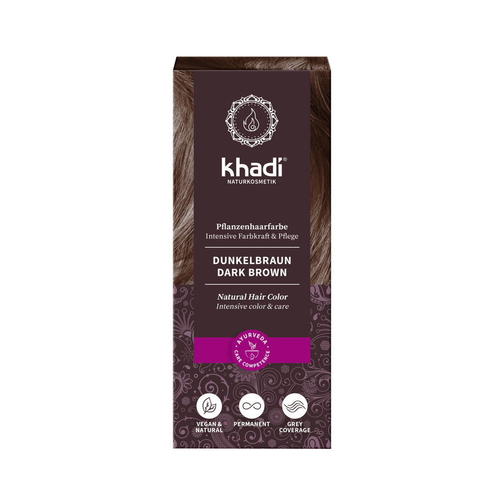 Barva na vlasy Rostlinná barva na vlasy TMAVĚ HNĚDÁ 100 g Khadi fotografie č. 1