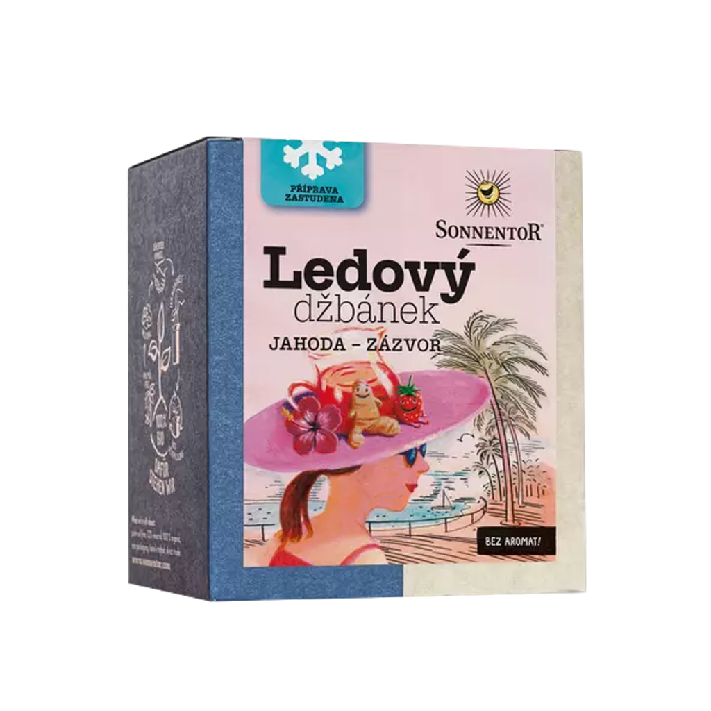 Čaj Jahoda Zázvor bio ledový džbánek porcovaný 44,8 g Sonnentor fotografie č. 1