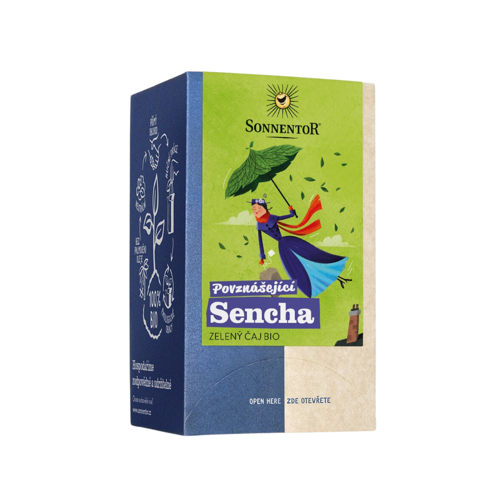 Čaj Povznášející Sencha zelený bio čaj porcovaný 21,6 g Sonnentor fotografie č. 1