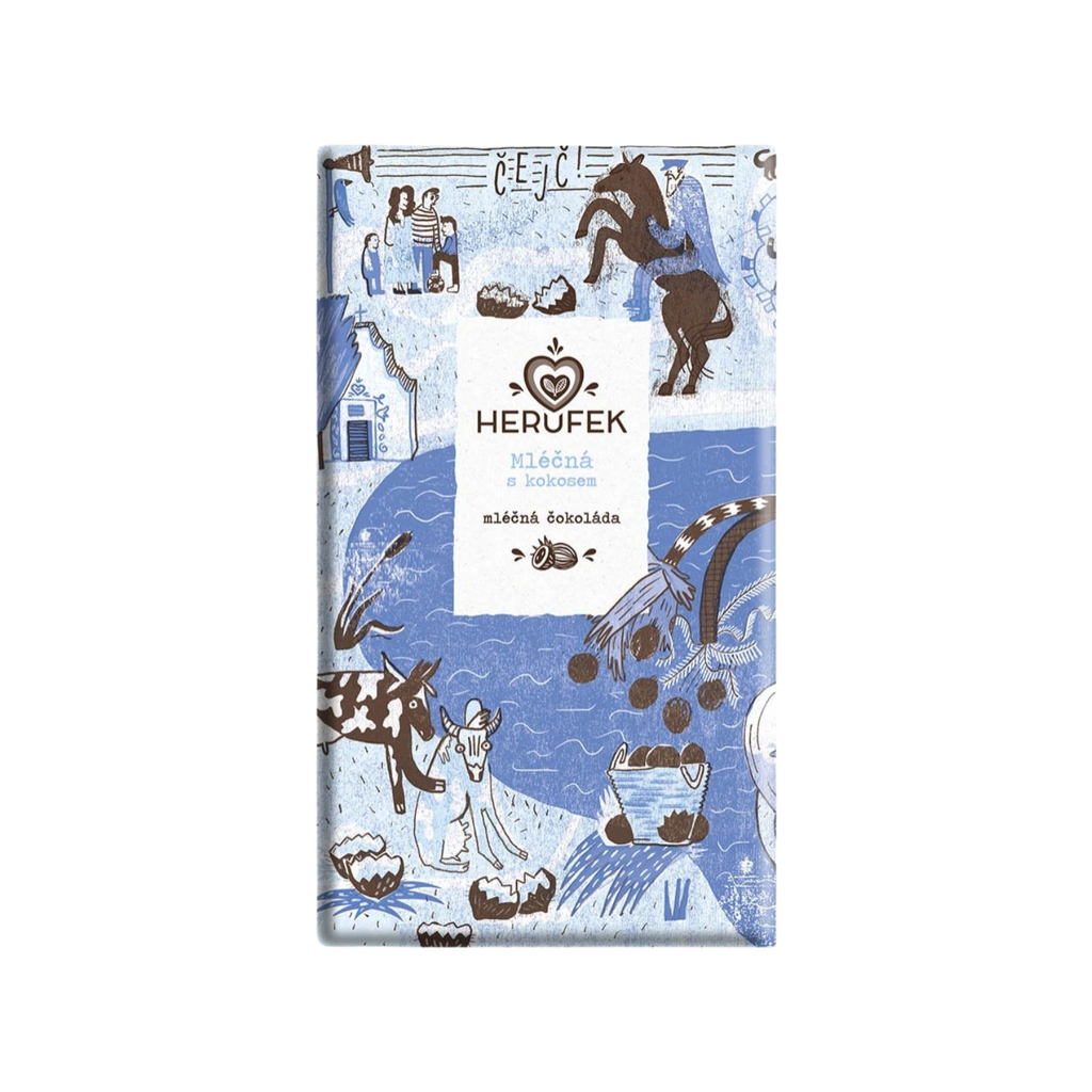 Čokoláda Čokoláda mléčná 52proc. BELIZE s kokosem BIO 50 g Herufek fotografie č. 1