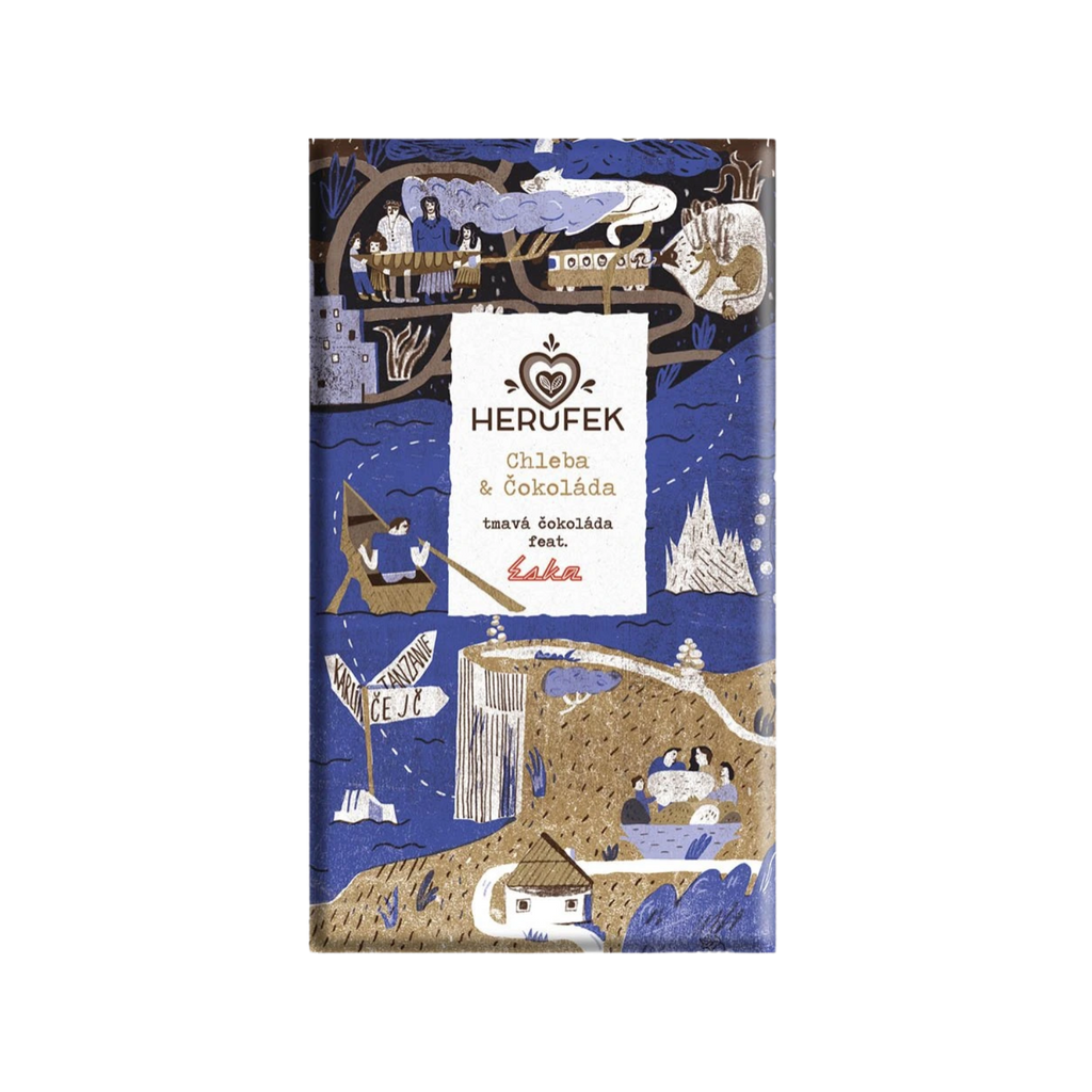 Čokoláda Čokoláda tmavá 70proc. Kokoa Kamili TANZANIA feat. Eska s chlebem a solí 55 g Herufek fotografie č. 1
