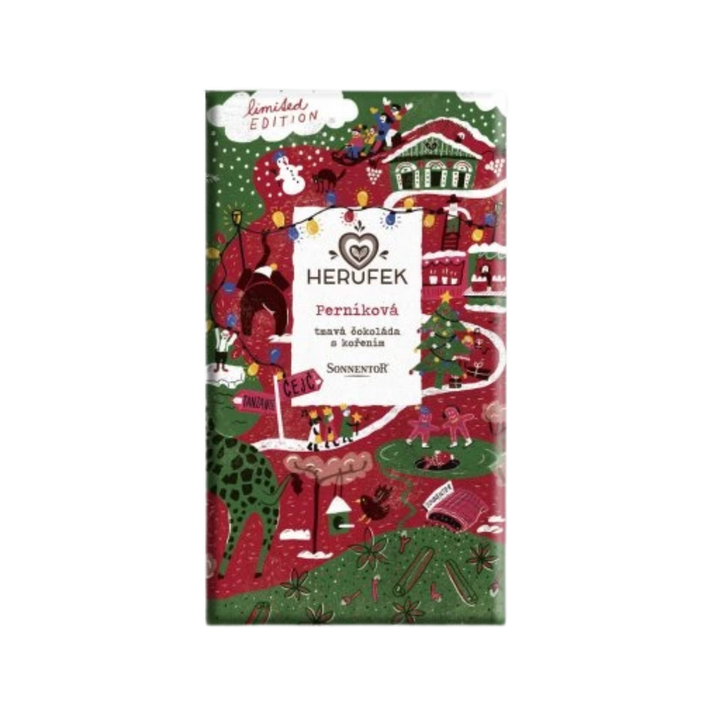 Čokoláda Čokoláda tmavá 70proc. Kokoa Kamili TANZANIA feat. Sonnentor s perníkovým kořením BIO 50 g Herufek fotografie č. 1