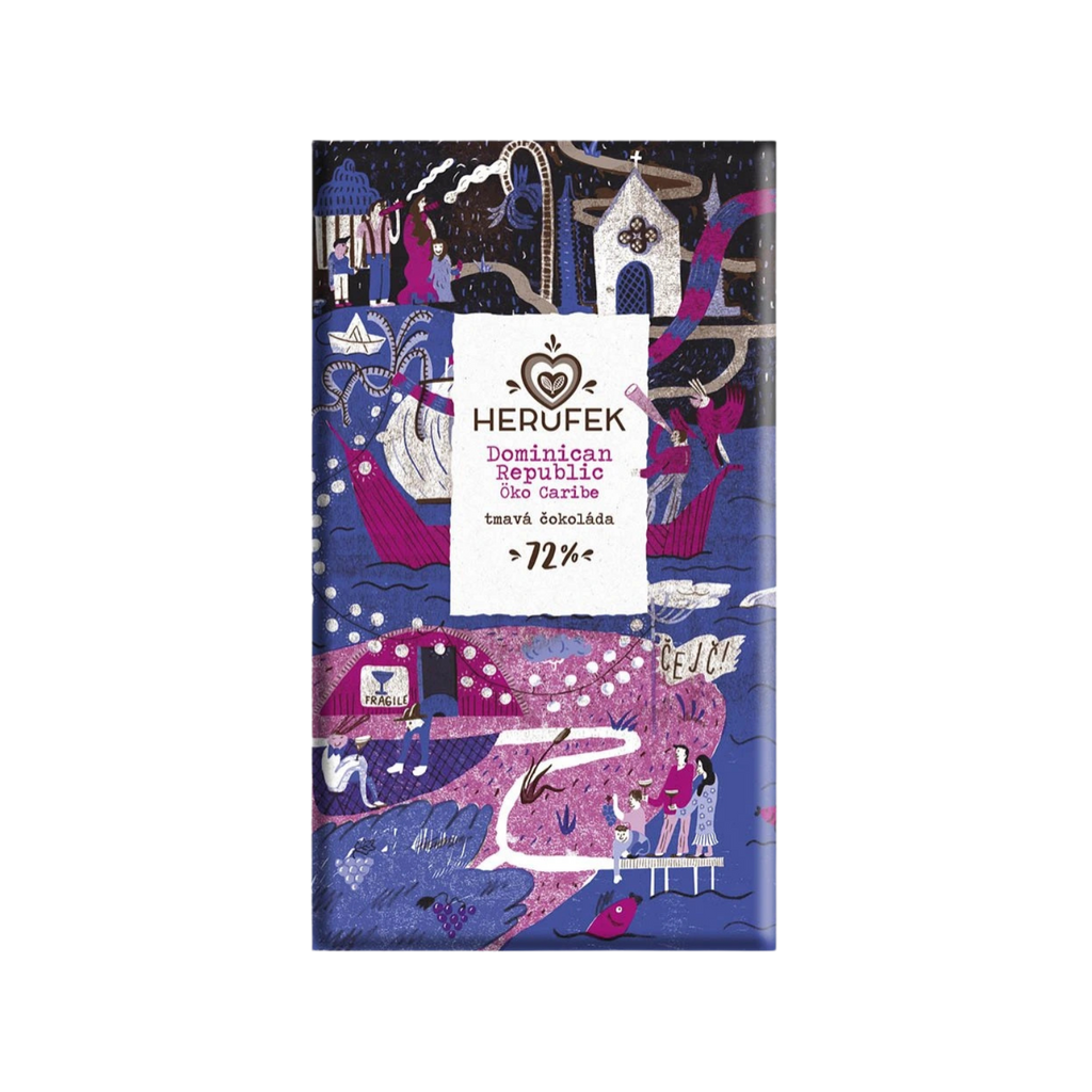 Čokoláda Čokoláda tmavá 72proc. single origin Öko Caribe DOMINICAN REPUBLIC BIO 50 g Herufek fotografie č. 1