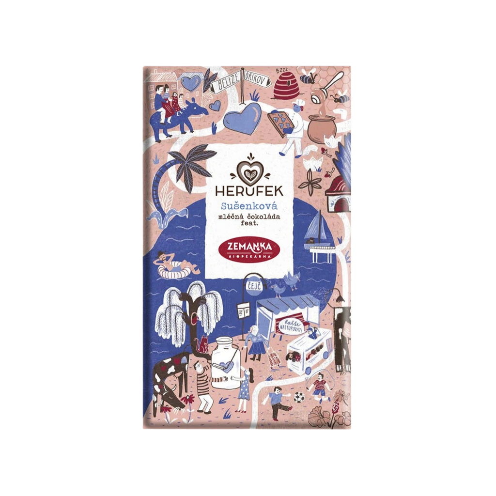 Čokoláda Čokoláda tmavá mléčná 54proc. feat. Biopekárna Zemanka se sušenkami BIO 50 g Herufek fotografie č. 1