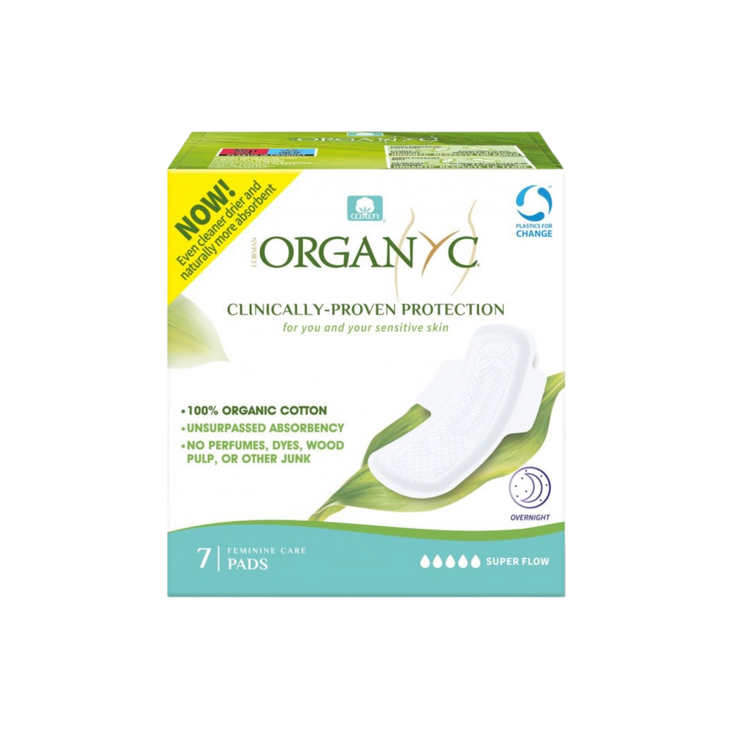 Dámské vložky Prodloužené extra silné vložky s křidélky SUPER OVERNIGHT 7 ks Organyc fotografie č. 1