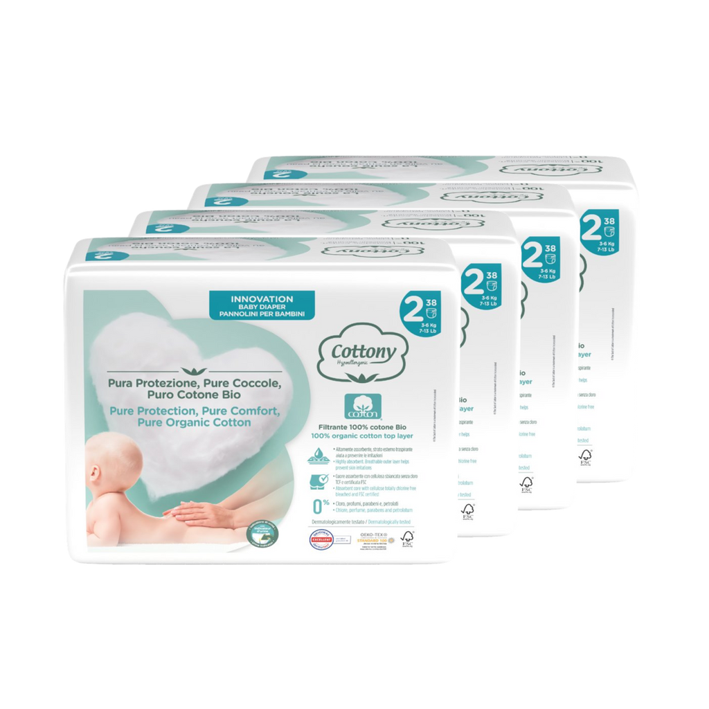 Dětské pleny Jednorázové dětské pleny z biobavlny vel. 2 (3-6 kg) 152 ks Cottony fotografie č. 1