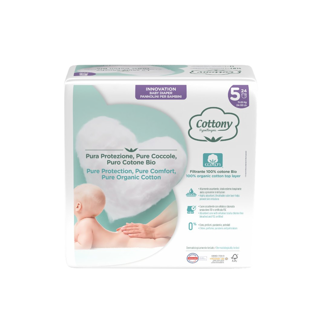 Dětské pleny Jednorázové dětské pleny z biobavlny vel. 5 (11-25 kg) EXP 24 ks Cottony fotografie č. 1