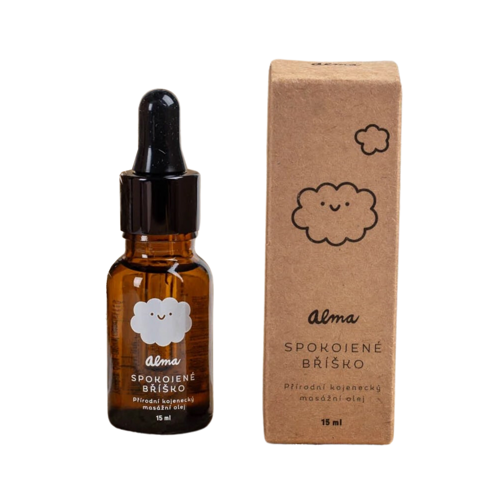 Dětský olej SPOKOJENÉ BŘÍŠKO Přírodní kojenecký masážní olej EXP 15 ml Alma fotografie č. 1