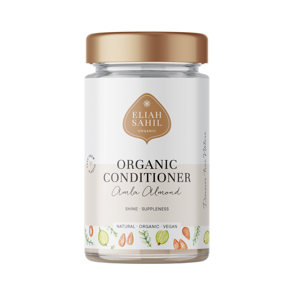 Kondicionér Bio Práškový kondicionér a kúra AMLA - MANDLE na regeneraci pro poškozené vlasy a pokožku hlavy 125 g DÓZA Eliah Sahil fotografie č. 1