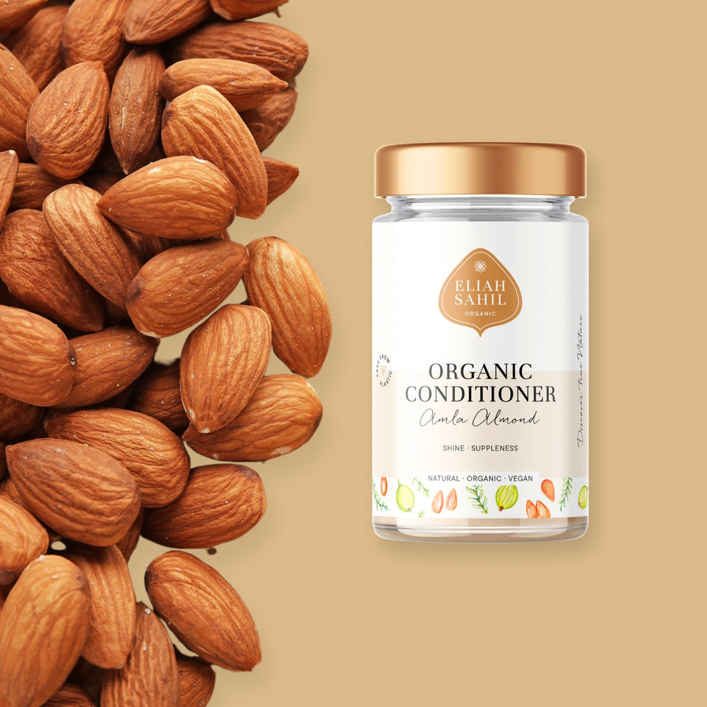 Kondicionér Bio Práškový kondicionér a kúra AMLA - MANDLE na regeneraci pro poškozené vlasy a pokožku hlavy 125 g DÓZA Eliah Sahil fotografie č. 2