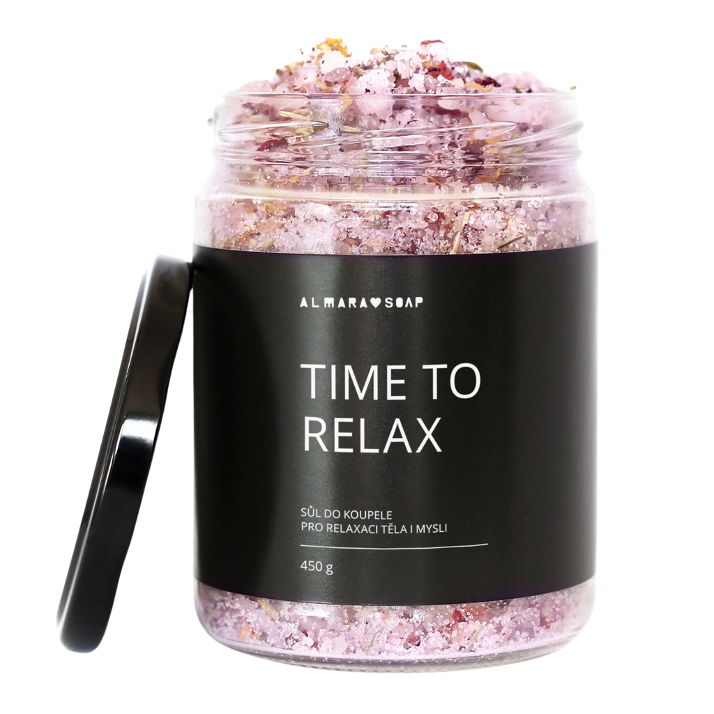 Koupelová sůl TIME TO RELAX Harmonizační bylinná sůl do koupele pro uvolnění a duševní klid 450 g Almara Soap fotografie č. 1