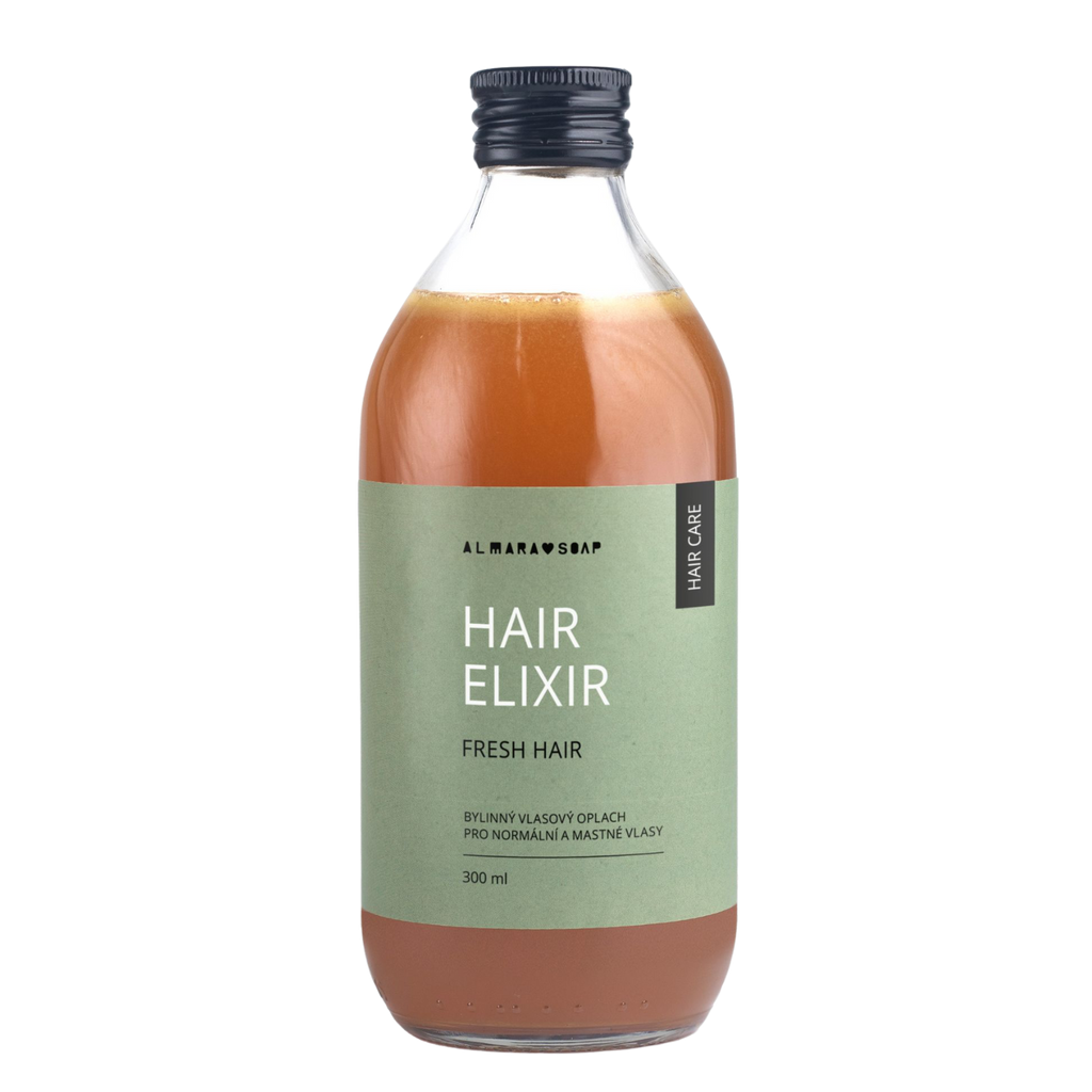 Kyselý oplach HAIR ELIXIR Dry Hair Bylinný kyselý vlasový oplach na suché a barvené vlasy 300 ml Almara Soap fotografie č. 1