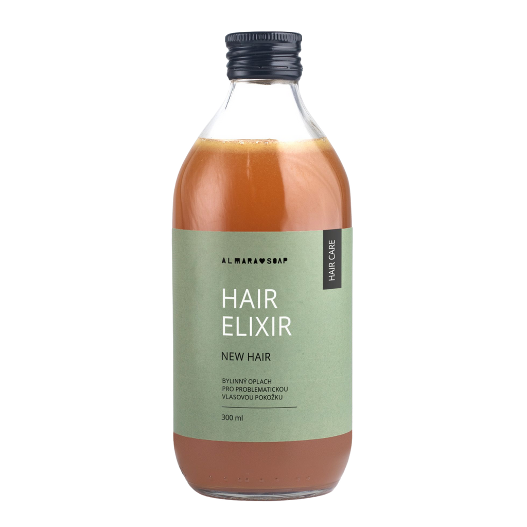 Kyselý oplach HAIR ELIXIR New Hair Bylinný kyselý vlasový oplach na problematickou vlasovou pokožku 300 ml Almara Soap fotografie č. 1