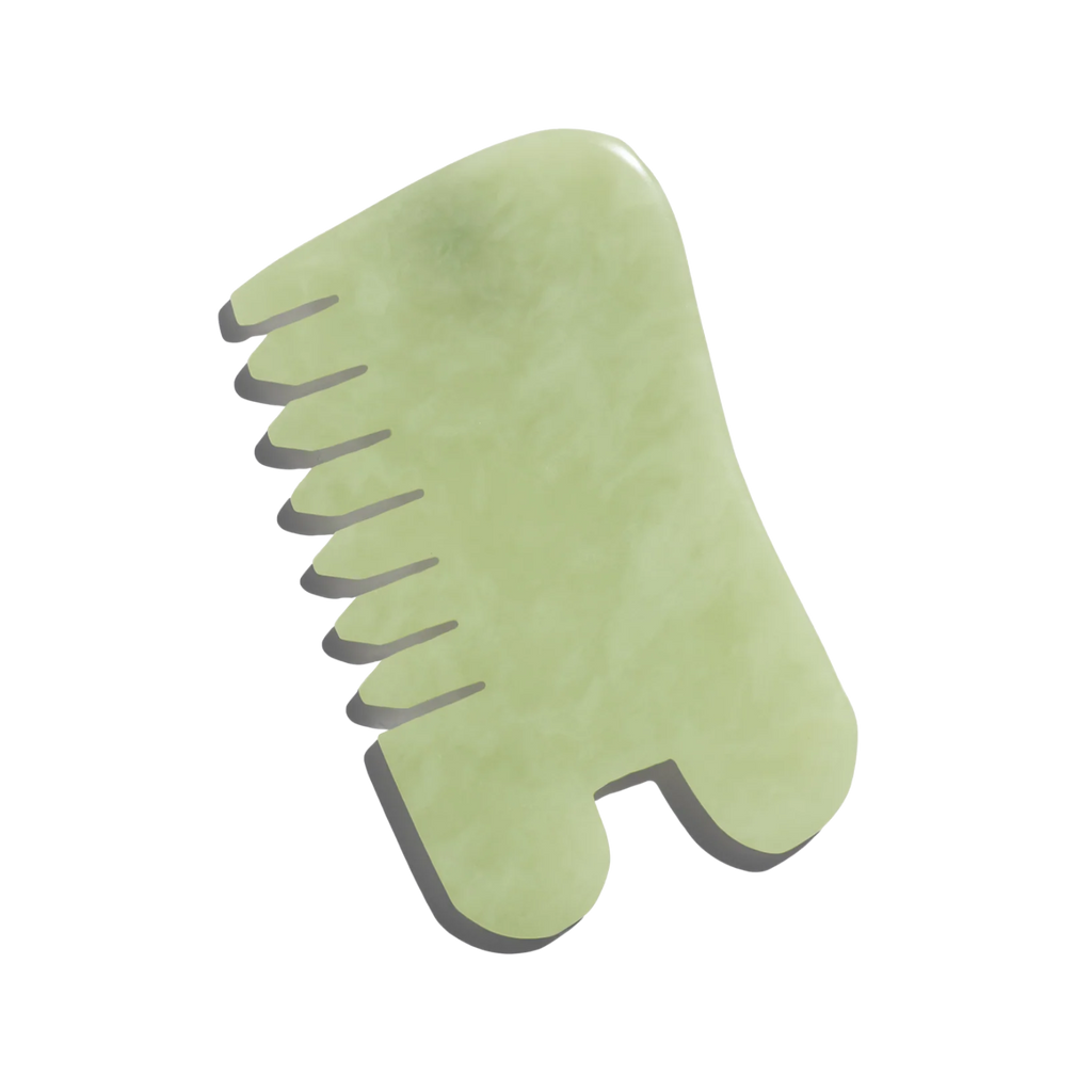 Masážní hřeben ISLAND JADE gua sha a masážní hřeben z Nefritu světlého 1 ks Earth Harbor fotografie č. 1