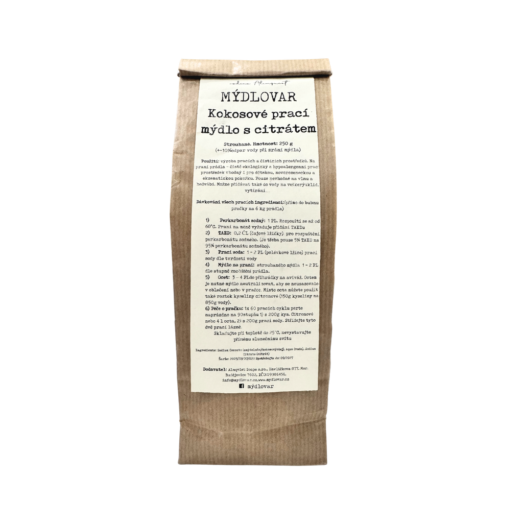 Mýdlové vločky Mýdlové vločky na praní s citrátem BEZ VŮNĚ 250 g Mýdlovar Almqvist fotografie č. 1