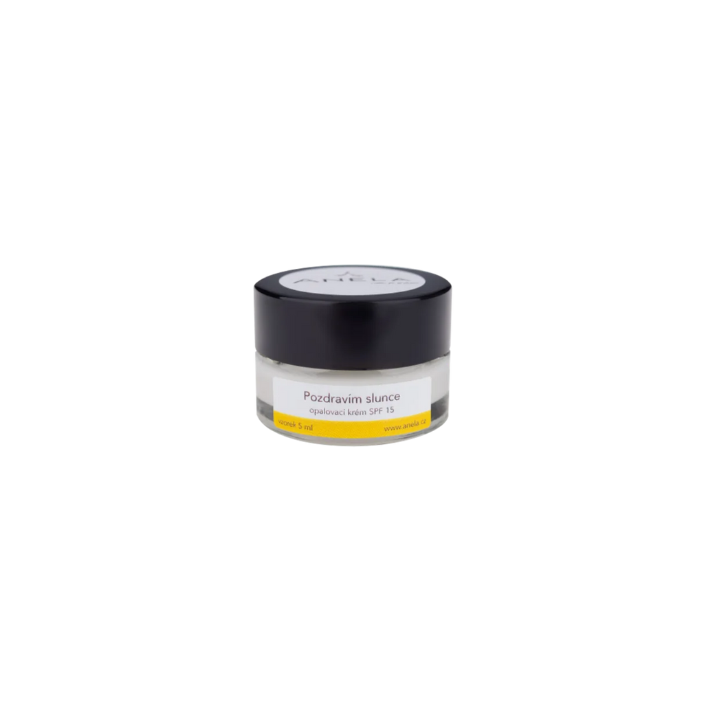Opalovací krém POZDRAVÍM SLUNCE opalovací krém SPF 15 CESTOVNÍ BALENÍ 5 ml Anela fotografie č. 1