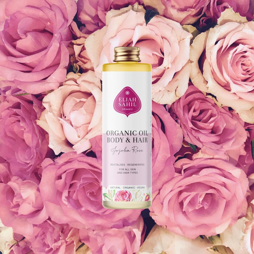 Pleťový olej Bio Pečující olej RŮŽE - JOJOBA pro smíšenou pokožku a vlasy 100 ml Eliah Sahil fotografie č. 2
