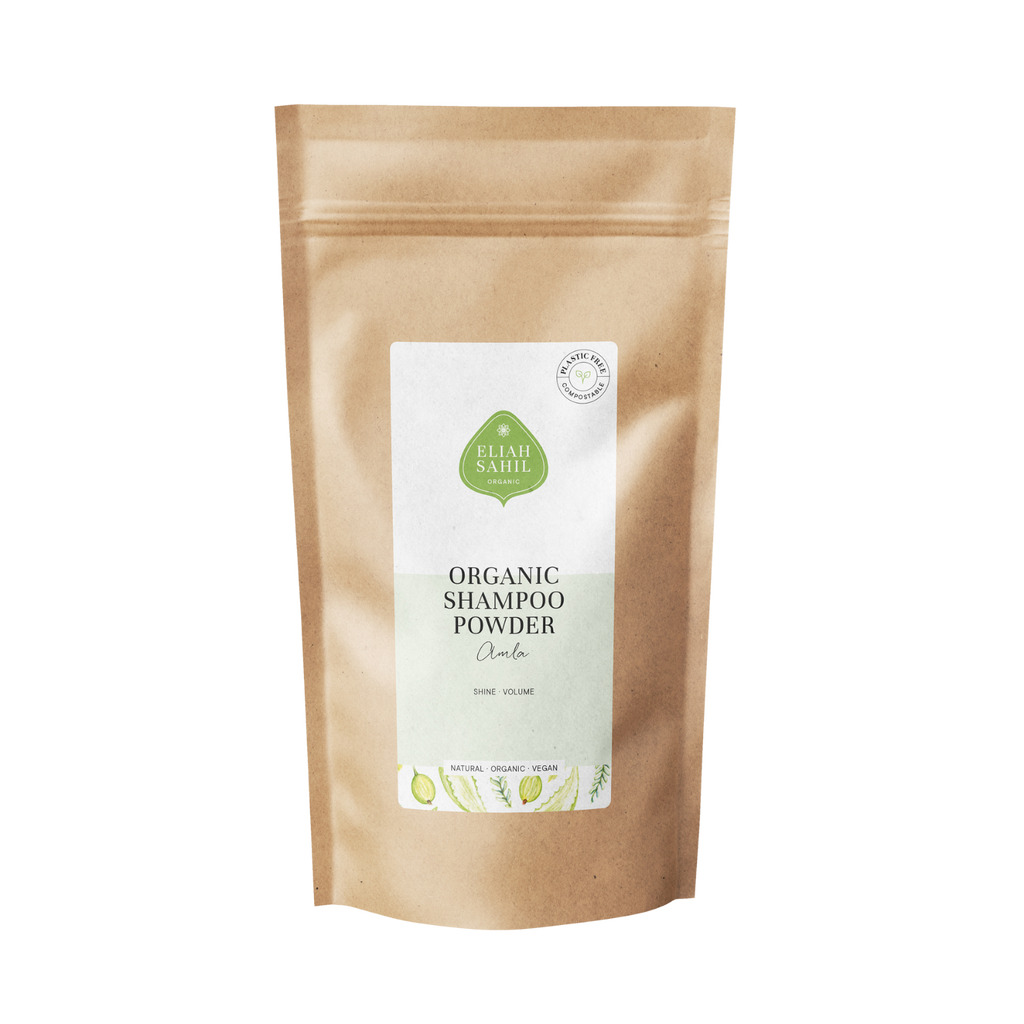 Šampon Bio Práškový šampon AMLA na lesk a objem pro normální a jemné vlasy NÁPLŇ 250 g Eliah Sahil fotografie č. 1