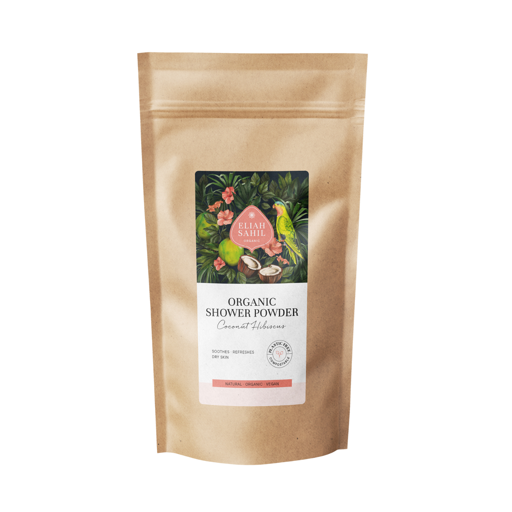 Sprchový prášek Bio Sprchový prášek KOKOS - IBIŠEK na tělo a obličej NÁPLŇ 250 g Eliah Sahil fotografie č. 1