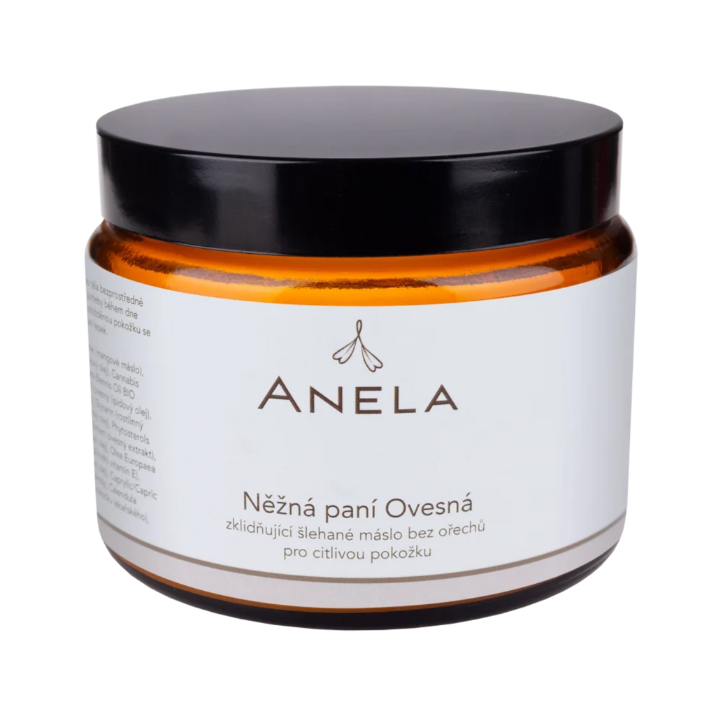 Tělové máslo NĚŽNÁ PANÍ OVESNÁ zklidňující šlehané máslo bez ořechů pro citlivou pokožku 500 ml Anela fotografie č. 1