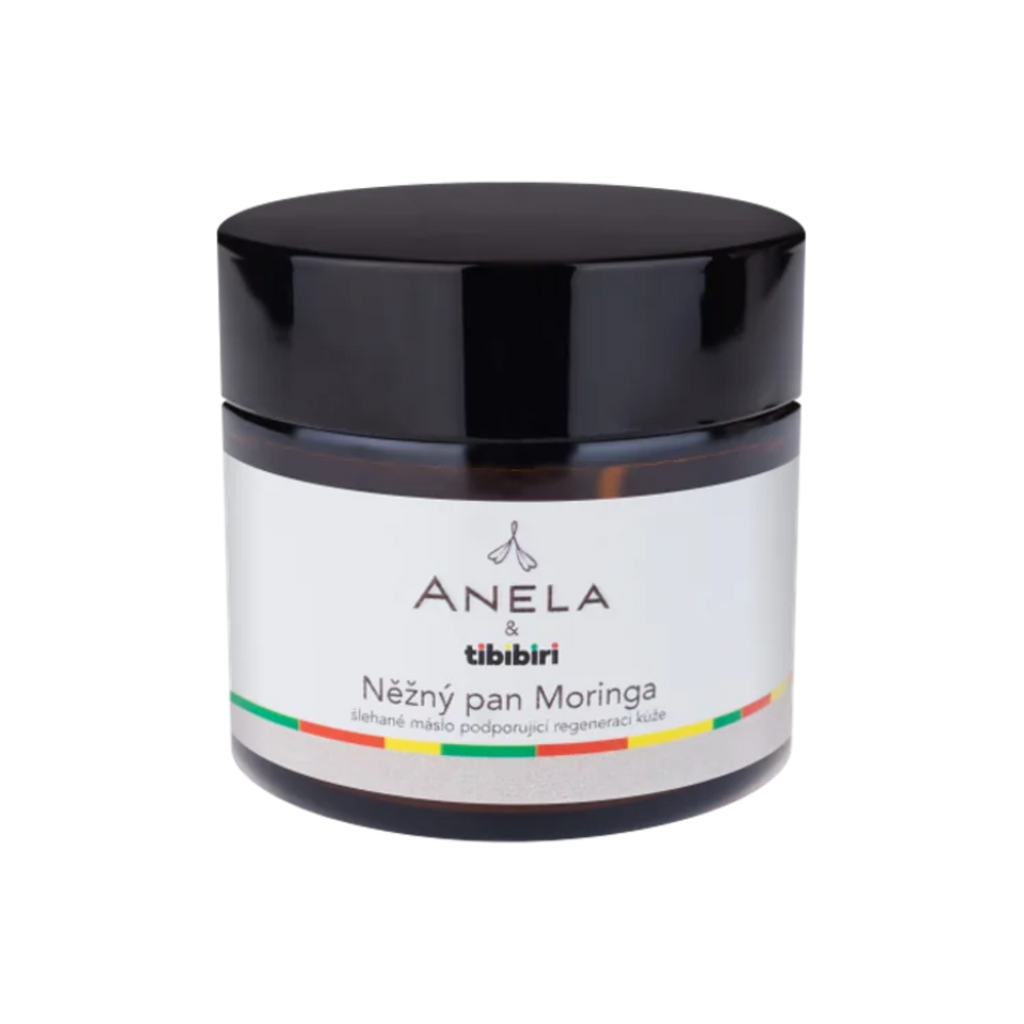 Tělové máslo NĚŽNÝ PAN MORINGA zklidňující šlehané máslo pro regeneraci pokožky 50 ml Anela fotografie č. 1