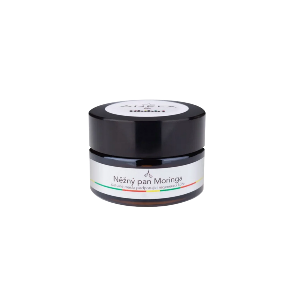 Tělové máslo NĚŽNÝ PAN MORINGA zklidňující šlehané máslo pro regeneraci pokožky CESTOVNÍ BALENÍ 15 ml Anela fotografie č. 1