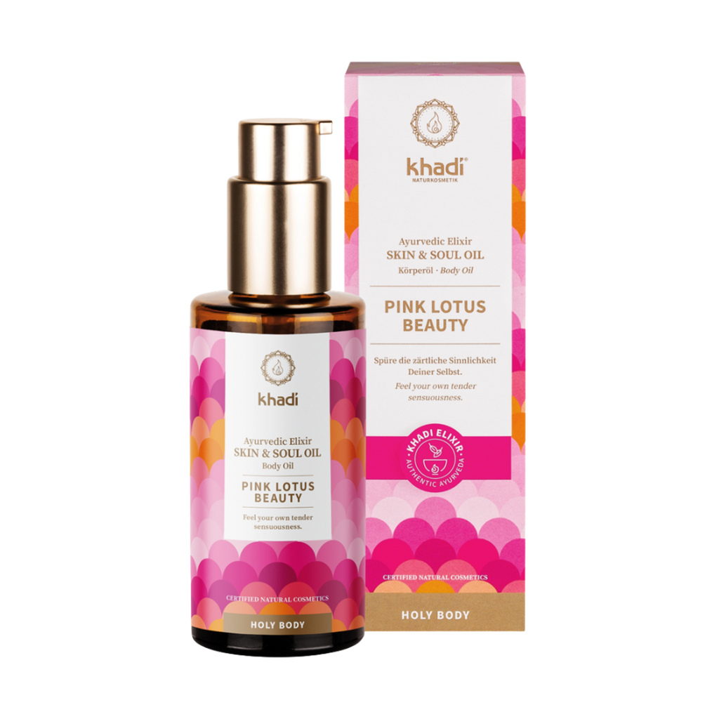 Tělový olej Olej pro pokožku a duši Ajurvédský elixír RŮŽOVÝ LOTOS KRÁSA 100 ml Khadi fotografie č. 1