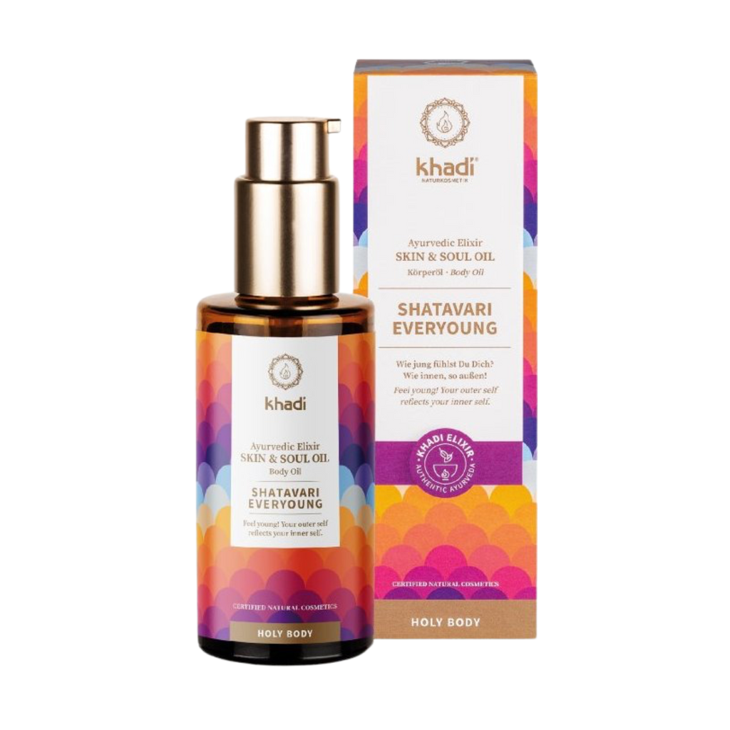 Tělový olej Olej pro pokožku a duši Ajurvédský elixír SHATAVARI VĚČNÉ MLÁDÍ 100 ml Khadi fotografie č. 1