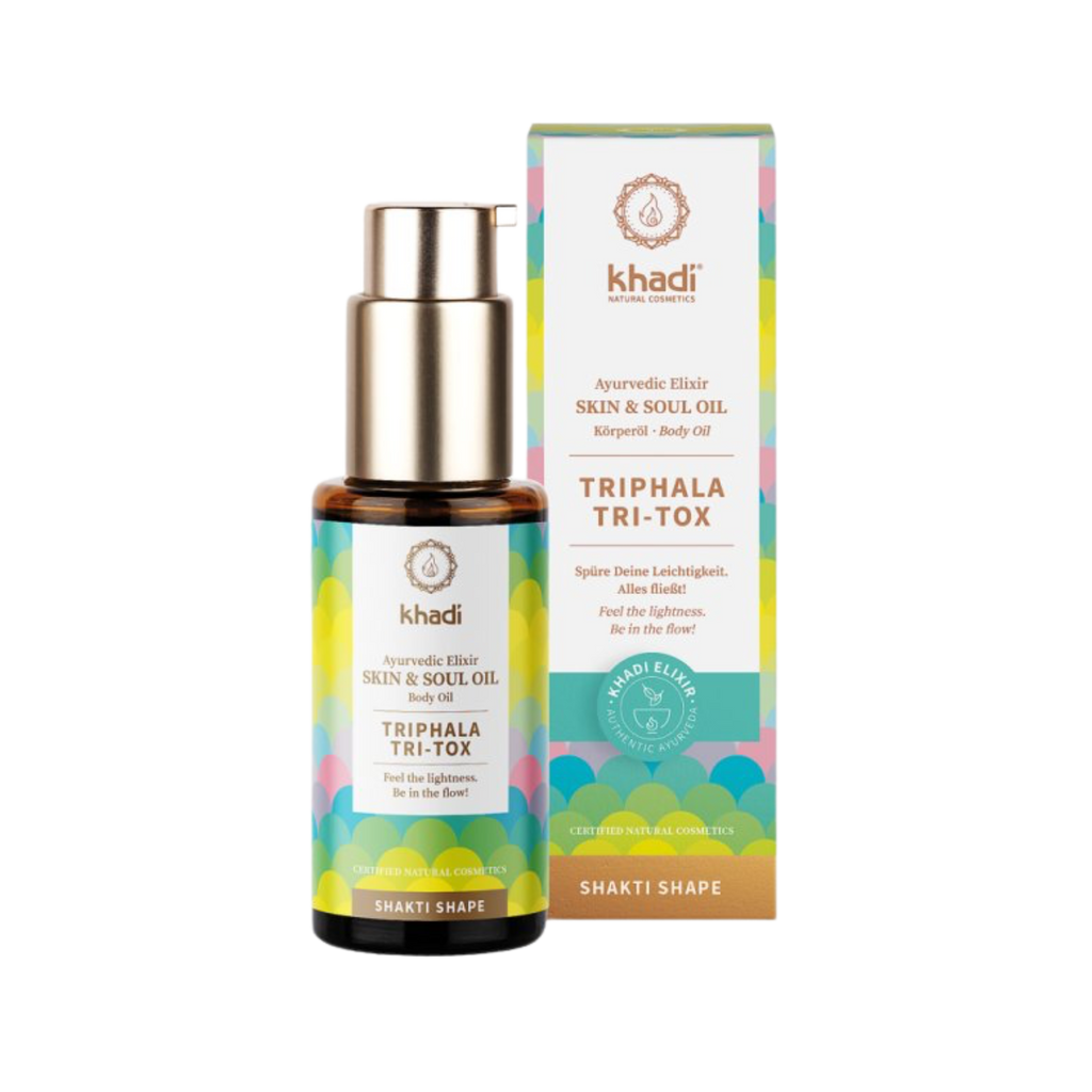Tělový olej Sérum pro pokožku a duši Ajurvédský elixír k pročištění buněk, lymfy a otoků TRIPHALA TRI-TOX 50 ml Khadi fotografie č. 1