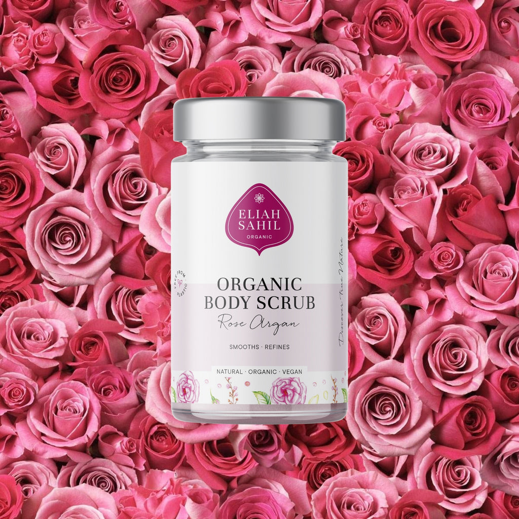 Tělový peeling Bio Tělový peeling RŮŽE - ARGAN na vyhlazení a rozjasnění pokožky 256 g DÓZA Eliah Sahil fotografie č. 2