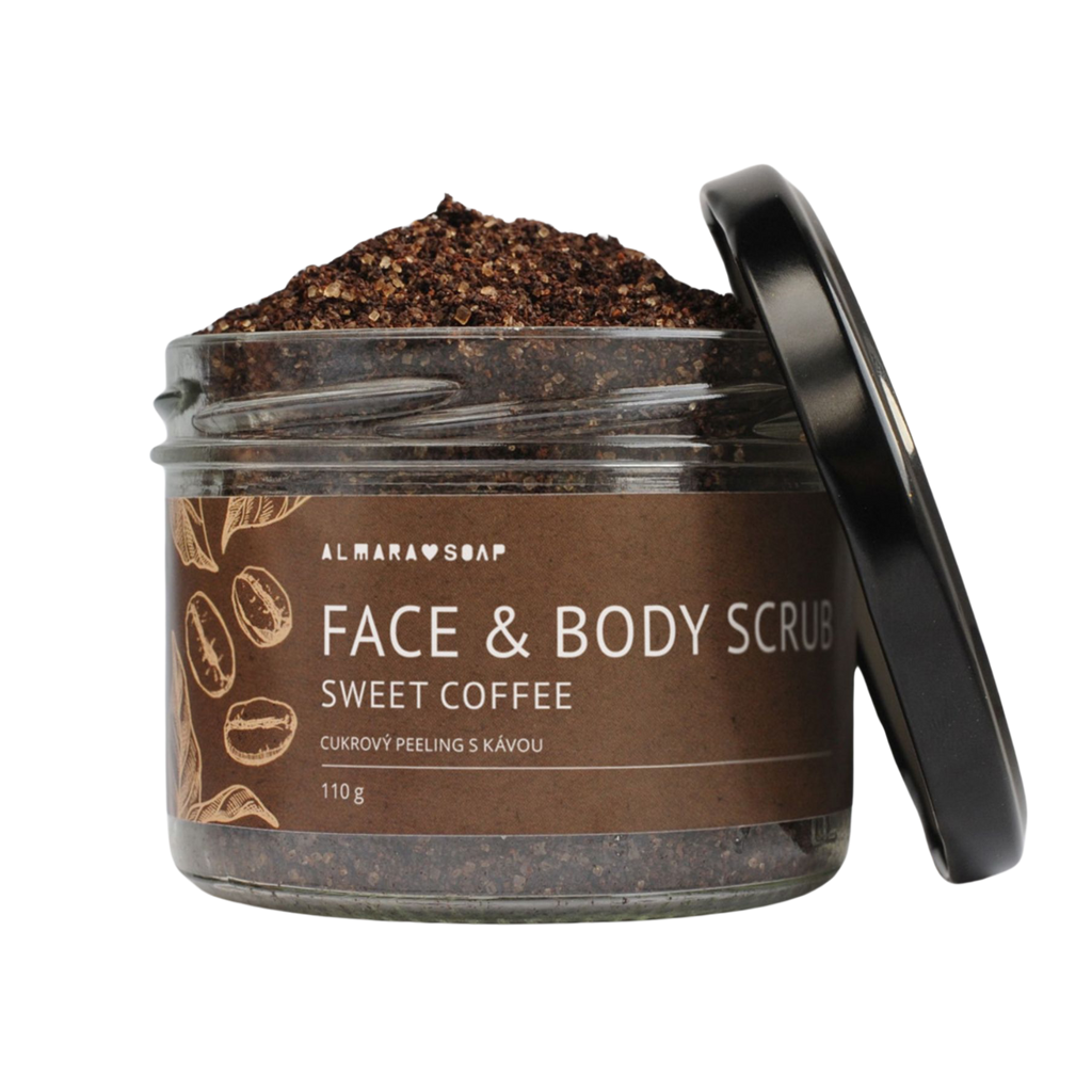 Tělový scrub Face &amp; Body Scrub SWEET COFFEE Relaxační přírodní scrub na obličej a tělo s vůní kávy 110 g Almara Soap fotografie č. 1