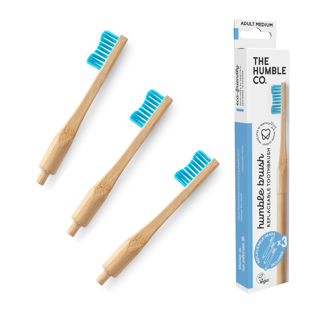 Zubní kartáček Kartáček na zuby s vyměnitelnými hlavicemi Medium 1+2 ks modrá Humble Brush fotografie č. 2