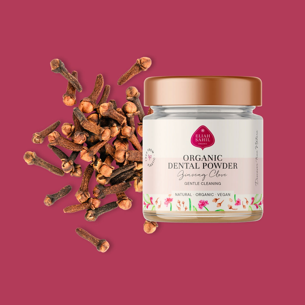 Zubní prášek Bio Zubní prášek ŽENŠEN - HŘEBÍČEK pro čištění zubů a posílení ústní dutiny 60 g DÓZA Eliah Sahil fotografie č. 2